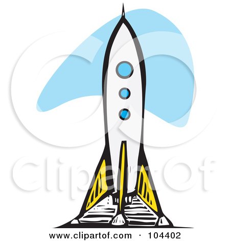 clipart rocket ship. Royalty-free clipart picture of a woodcut styled rocket ship, 