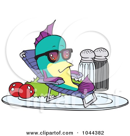 fish and chips cartoon. Cartoon Fish Relaxing On A