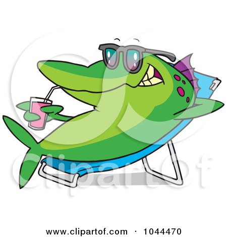 Lounge Chairs on Fish Relaxing On A Lounge Chair And Sipping A Beverage By Ron Leishman