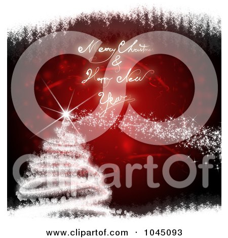  clipart picture of a red and white merry christmas and happy new year 