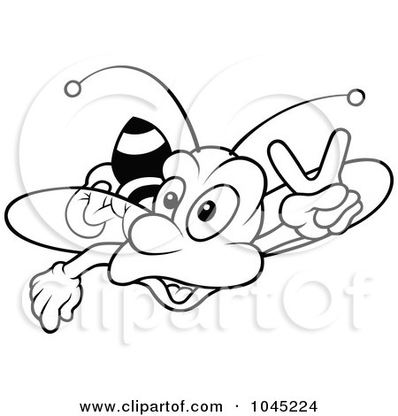 Black and White Bee Clip Art