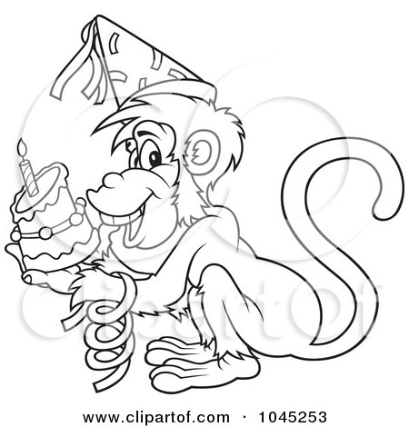 Black And White Monkey Drawing. Similar Monkey Stock