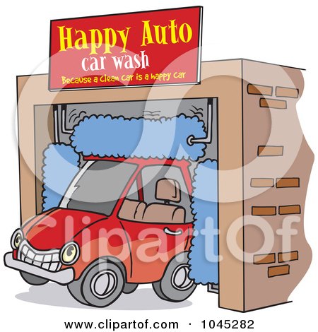 Royalty-free clipart picture of a car driving through an auto wash, 