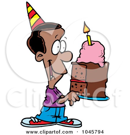 Clip  Birthday Cake on Royalty Free  Rf  Clip Art Illustration Of A Cartoon Black Birthday