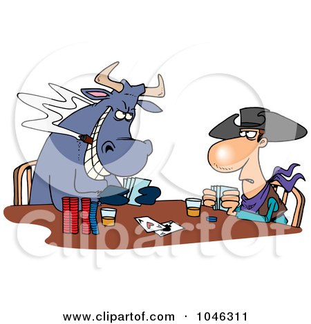 Bull Playing Poker Poster,