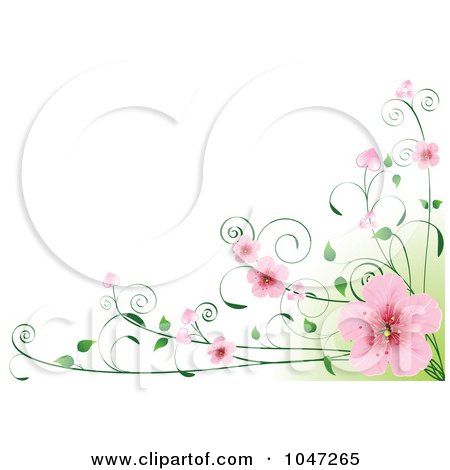 RoyaltyFree RF Clip Art Illustration of a Border Of Pink Cherry Blossoms