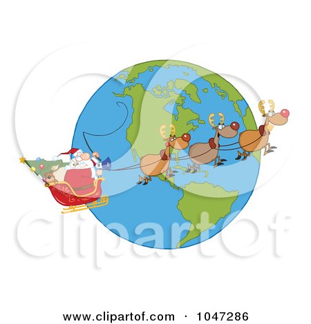 http://images.clipartof.com/small/1047286-Royalty-Free-RF-Clip-Art-Illustration-Of-Santa-In-Flight-With-His-Reindeer-And-Sleigh-Over-A-Globe.jpg