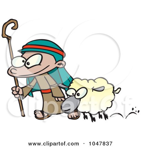 shepherd and sheep. Cartoon Shepherd And Sheep