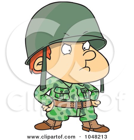 Royalty-Free (RF) Clip Art Illustration of a Cartoon Strict Soldier Boy by