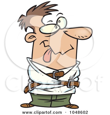 Clipart Cartoon Man Hanging Upside Down In A Straitjacket