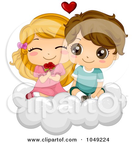 Loving Couples Pictures on Valentine Cartoon Couple With Flowers On A Cloud By Bnp Design Studio