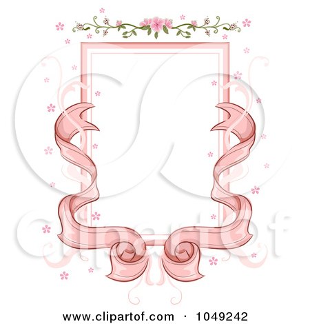 RoyaltyFree RF Clip Art Illustration of a Pink Ribbon And Floral Wedding
