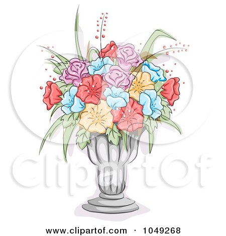 RoyaltyFree RF Clip Art Illustration of a Sketch Of Colorful Flowers In