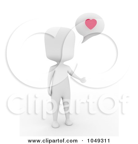 Royalty-free clipart picture of a 3d ivory white person talking about love, 