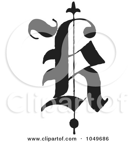 RoyaltyFree RF Clip Art Illustration of a Black And White Old English