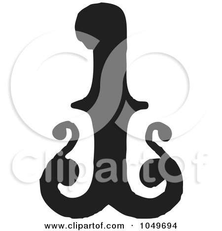 Royalty-free clipart illustration of a black and white vintage digit number 