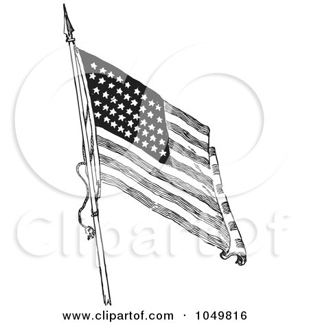 Black And White United States Flag. Black And White Retro American