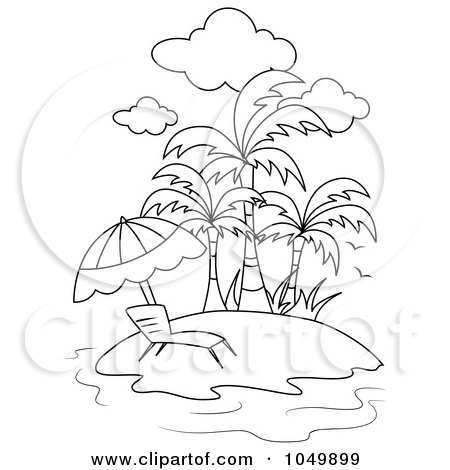 Lounge Chairs on Coloring Page Outline Of A Lounge Chair On A Tropical Beach Posters