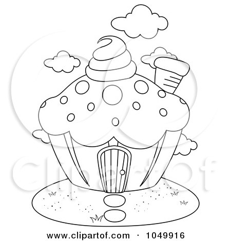 Birthday Cake Clipart on Coloring Page Outline Of A Cupcake House By Bnp Design Studio  1049916