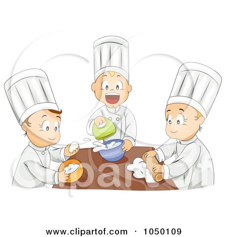 Royalty-Free (RF) Clip Art Illustration of a Group Of Kids Baking In Home Economics Class by BNP Design Studio