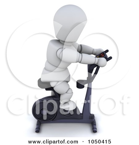 Royalty-free clipart illustration of a 3d white character using an exercise 