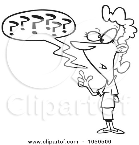 Royalty-free clipart picture of a line art design of a confused 