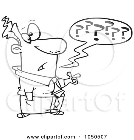 Royalty-free clipart picture of a line art design of a confused businessman 