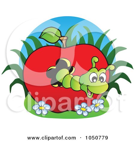 Royalty-free clipart picture of a worm in an apple logo, 