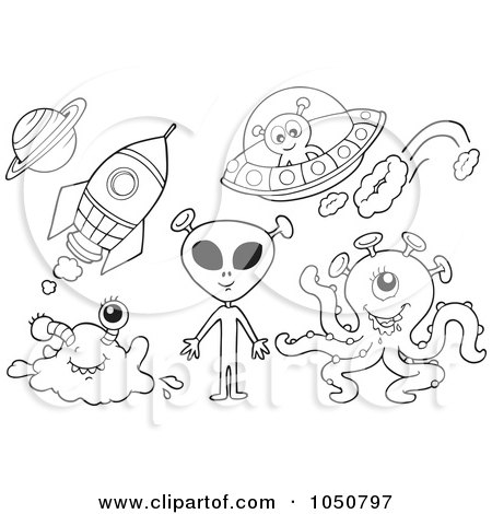 Coloring Pages Rockets. a Coloring Page Of Aliens,