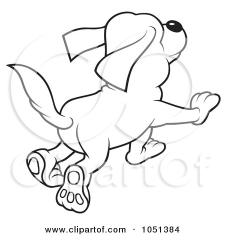 Royalty-free clipart picture of an outline of a dog running, 