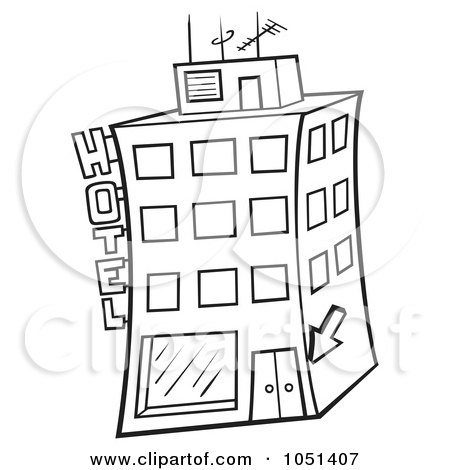 Hotel  on Vector Clip Art Illustration Of An Outline Of A Hotel By Dero  1051407