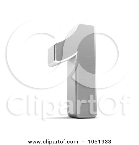 Royalty-free clipart illustration of a 3d chrome symbol; number 1, 