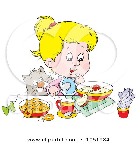 Vector Graphics on Free Vector Clip Art Illustration Of A Cat Watching A Blond Girl Eat