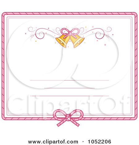  Vector Clip Art Illustration of a Pink Border And Bells On A Wedding