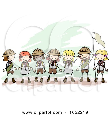 Preview Clipart   Border Of Doodled Girl Scouts