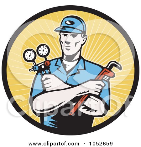 Free  Vector on Royalty Free Vector Clip Art Illustration Of A Retro Plumber Over