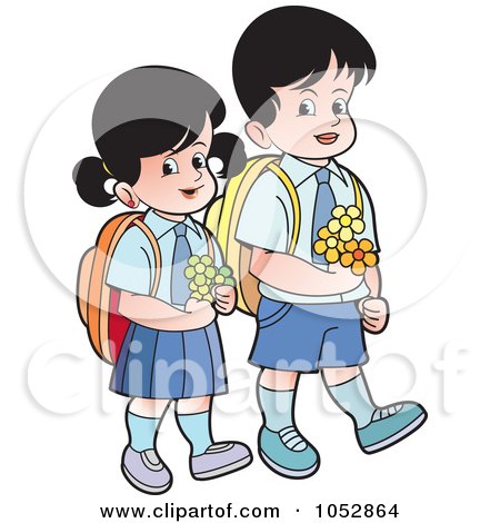 Clip  Free Vector on Royalty Free Vector Clip Art Illustration Of School Kids Carrying