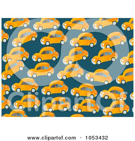RoyaltyFree Clip Art Illustration of a Background Pattern Of Orange Cars by