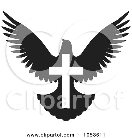 RoyaltyFree Vector Clip Art Illustration of a Black And White Dove With A