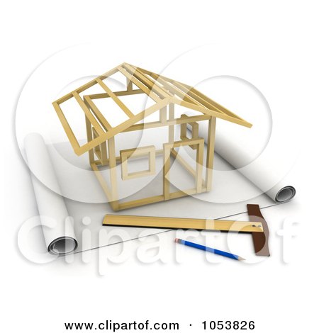 Free House Design Software on Royalty Free 3d Clip Art Illustration Of A 3d House Being Constructed