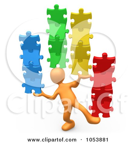 Free Crossword on Free 3d Clip Art Illustration Of A 3d Orange Person Balancing Puzzle