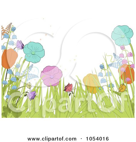  - 1054016-Royalty-Free-Vector-Clip-Art-Illustration-Of-A-Spring-Background-Of-Flowers-Ferns-And-Grass