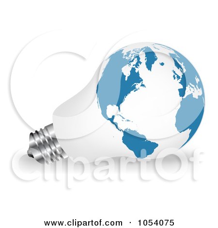 World  Clip  on Clip Art Illustration Of A 3d White And Blue Light Bulb With A World