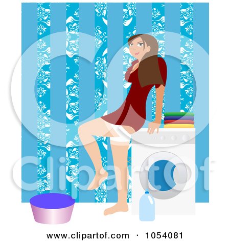 Sexy Housewife Sitting On A Washing Machine by vectorace