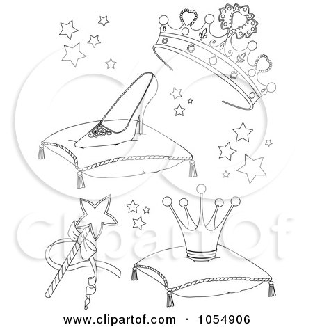 Princess Coloring on Digital Collage Of Coloring Page Outlines Of Princess Items By Pushkin