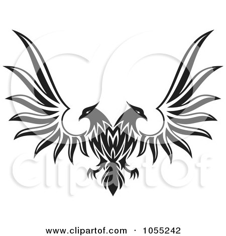 Eagle Wings Tattoo Designs on And White Double Headed Eagle With Spread Wings By Any Vector  1055242
