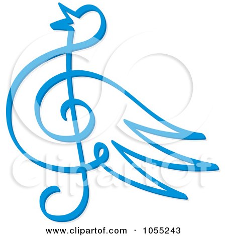 RoyaltyFree Vector Clip Art Illustration of a Blue Bird Music Note by Any