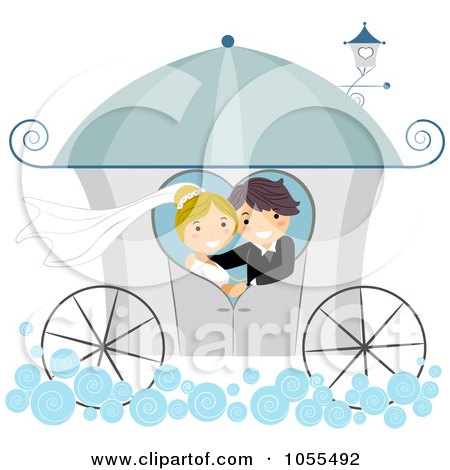 RoyaltyFree Vector Clip Art Illustration of a Wedding Couple In A Carriage 