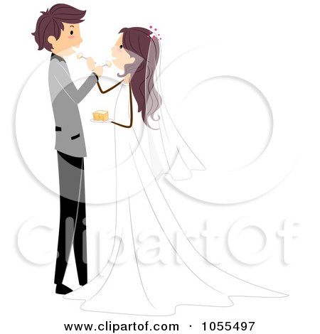RoyaltyFree Vector Clip Art Illustration of a Wedding Couple Feeding Each