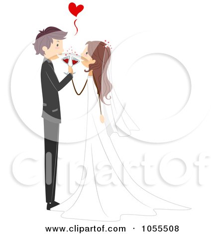 RoyaltyFree Vector Clip Art Illustration of a Wedding Couple Toasting 2 